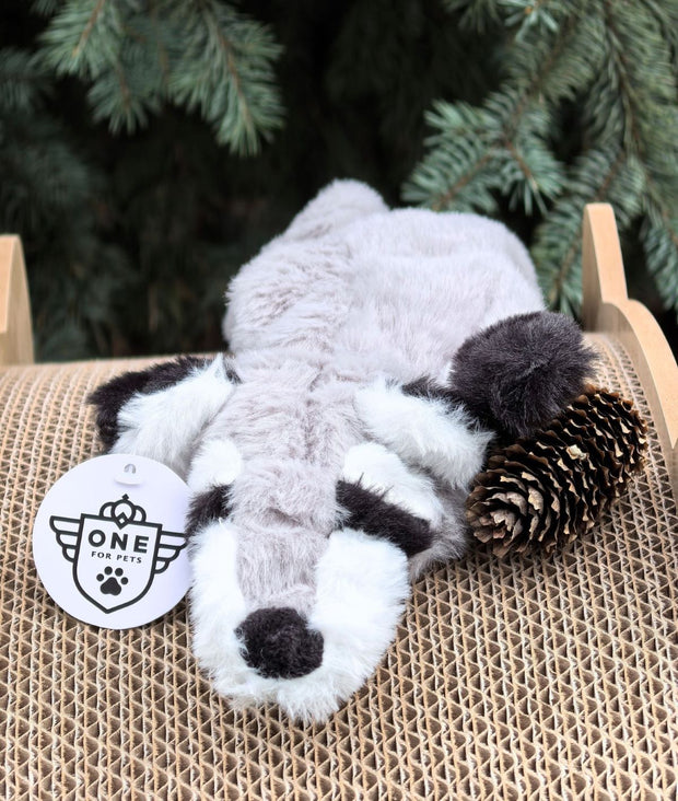 One for Pets Racoon Plush Toys for dogs, Crinkle Paper No Stuffing