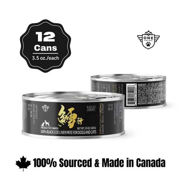 Canadian Black Cod Liver Pâté - Premium Health Food for Cats & Dogs 100g/can - Fish Oil Replacement, 12 Cans/1 Case