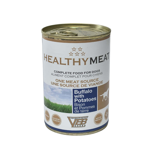 VBB Healthy Meat Buffalo & Potatoes for Dogs, Single Protein & 100% Traceable Fresh Meat or Fish, Product of Italy, 400g (24 Cans/1 Case)